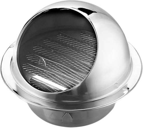 Stainless Steel Chimney Cap Vent Pipe Cover with Grid Bird Protection Spinner Indoor Ventilation Wall Top Rain Guard for 120mm (4.7 Inch) Pipe - 1 Piece