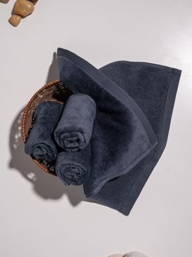 Image of DAMENSCH 100% Cotton Face Towel, Super Soft Gym for Workout, Ultra Absorbent Towel for Women, Quick Dry, Long Lasting Colours Face Towel Set-Twilight Grey II