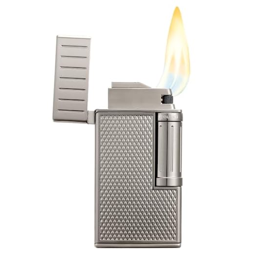 Colibri Julius Double Flame Butane Flint Cigar Lighter with Diamond-Pattern Case, Windproof & Refillable, Cigar Enthusiast's Choice with Blue Fuel Window and Adjustable Flame (Gunmetal)