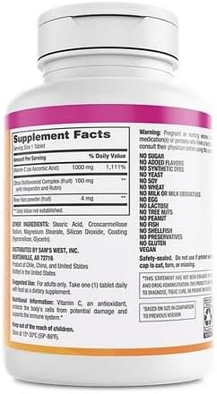 Generic Vitamin C 1000 mg Plus Citrus Bioflavonoids & Rose HIPS Tablets 500 ct.