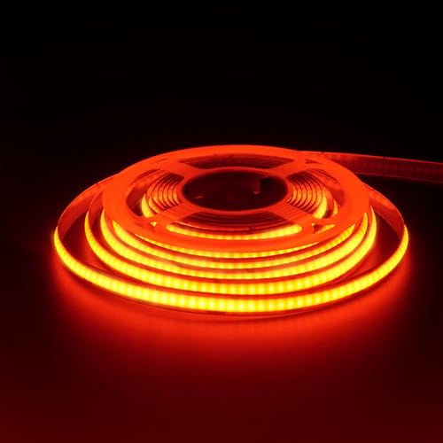 Image of 5V 8mm Width USB COB LED Strip Lights,Red,320LEDs /M,8W /M,CRI90,16.4FT /5M,Electroplated Double-Sided Panel Light Strip,Waterproof IP20,Flexible Strip for Indoor Decoration