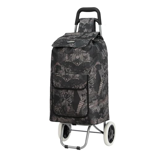 ARIANA Lightweight 2 Wheel Large Shopping Trolley Shopping Cart Grocery Bag Shopper - ST54 (Printed- Black/Grey)