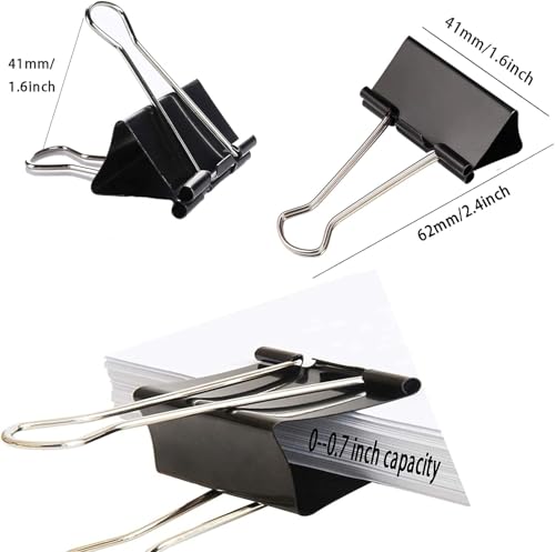 Large Binder Clips 1.6 Inch (48 Pack),Binder Clips Big Paper Clips Clamps for Office and Home Supplies, Black