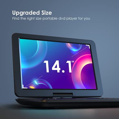 𝐢𝐞𝐆𝐞𝐞𝐤 16.9'' Portable Dvd Player With 14.1''Swivel Screen, 6 Hrs Rechargeable Battery, Car Travel Dvd Player For Kids, Sync Tv, Region Free, Support Usb/Sd Card, Car Charger, Black #TOP1