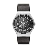 skagen herrenuhren slimline titan 233xlttm  Skagen Herren-Armbanduhr XL Analog Quarz Leder SKW6116