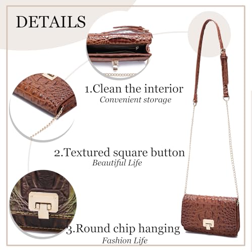 Image of Makcr Joacbv Small Crocodile Crossbody Cell Phone Purse for women Vegan Leather Clutch Wallet with Leather Shoulder Strap | Small