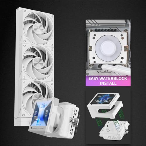 Thermalright Stream Vision 360 White-360mm AIO CPU Liquid Cooler,3.5’’Square LCD Display for Images,Magnetic Suction High-Performance Pump for 640x480 Resolution with Embedded Fan,for AM5/lga1851/1700 by Thermalright - Used condition - US$99.38