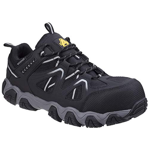 Image of Amblers Unisex Oakham Lace Up Leather Safety Shoe (12 UK) (Black/Grey)