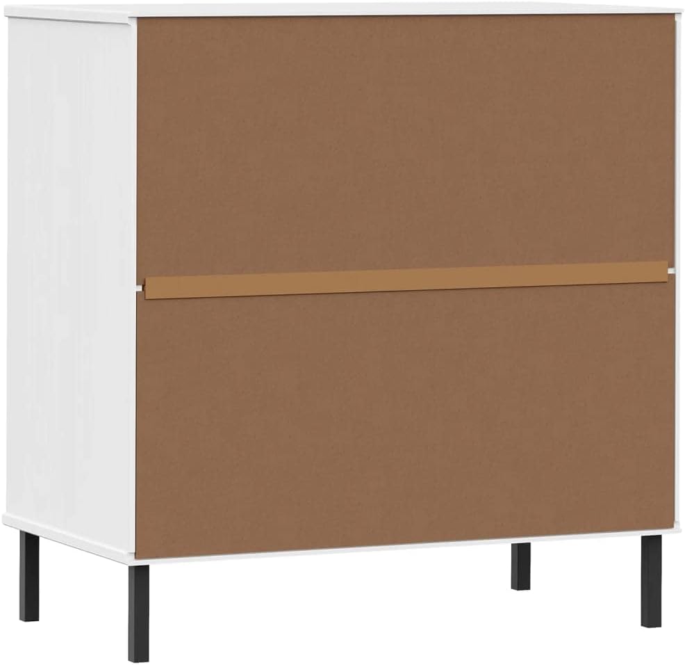 vidaXL Sideboard White Solid Pine Wood, Metal Medium Sideboard