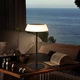 ILOVINIT Solar LED Outdoor Table Lamp Waterproof, 3 Level Dimmable Desk Night Light, Portable Cordless USB Rechargeable, for Home/Deck/Patio/Garden (Black)