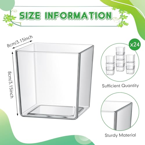 Tioncy BOO-TIONCY-7667 24 Pieces Clear Cube Flower Vase 3'' X 3'' X 3'' Flower Acrylic Vase Square Candle Holders Decorative Centerpiece thumb #1