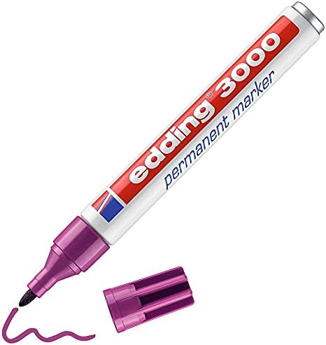 edding 3000 permanent marker - light-blue - 1 pen - round tip 1.5-3 mm - quick-drying permanent markers - waterproof, smudge-proof - for cardboard, plastic, wood, metal, fabric - marker pens