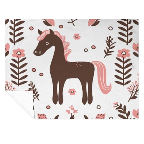 Couverture cheval rose chaude en flanelle contre les nuits fraîches