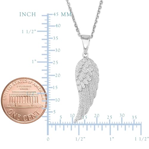 Sterling Silver Angel Wing Pendant Necklace, 18"2