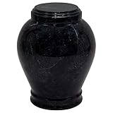 Ebony Marble Cremation Urn - Adult Size - Cremation Urns for Human Ashes - Ground Burial, Home Memorial and Funeral Cremation Urn
