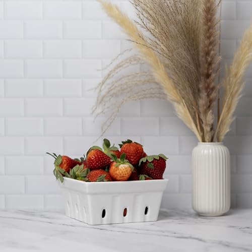 Fox Run White Ceramic Berry Baskets, Set of 2 Berry and Fruit Bowls, 5.75" x 2.75" by Fox Run - Image 2