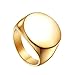 HIJONES Men's Stainless Steel Polished Round Top Signet Style Ring Gold Size 11