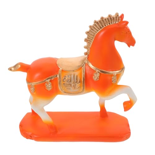 BESPORTBLE Estatua de Caballo Pequeña de Resina Efecto Degradado Naranja Figura del Zodíaco Chino para Decoración del Hogar Oficina y Feng Shui Adorno Multifuncional para Mesa del Año