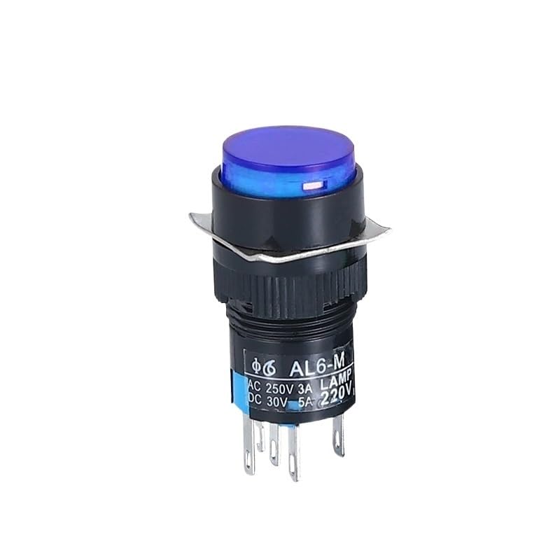 Interrupteur bouton-poussoir rond 16mm LA16 autobloquant 24V avec LED lumineuse 1NO1NC