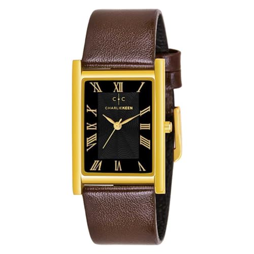 Image of CHARLIEKEEN Slim Analogue Watch, Black Dial, Leather Strap