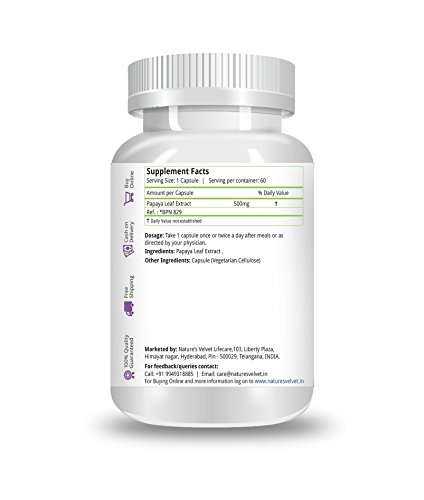 Image of Nature's Velvet Papaya Leaf Extract 500 mg - 60 Veg Capsules