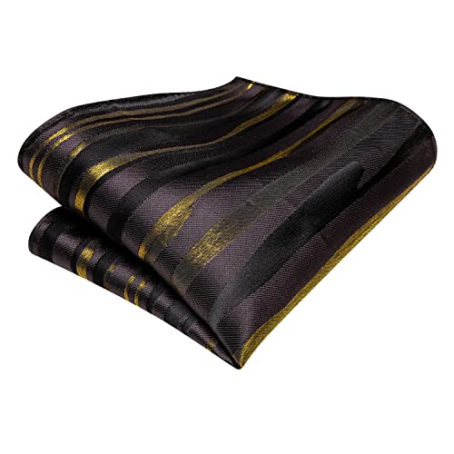 Image of Dubulle Mens Paisley Striped Tie Woven Necktie for Men and Handkerchief Cufflinks Set Wedding Formal Business