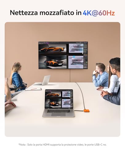 Docking Station USB-C Magnetica, Custodia SSD M.2 NVMe, Dockingstation 6 in 1 con HDMI 4K@60Hz, PD 100W, USB-A/USB-C 10 Gbps, Audio, Hub USB-C Dockingstation per iPhone/Pro Max/Dell Lenovo MG5 - Hub USB - Immagine 5