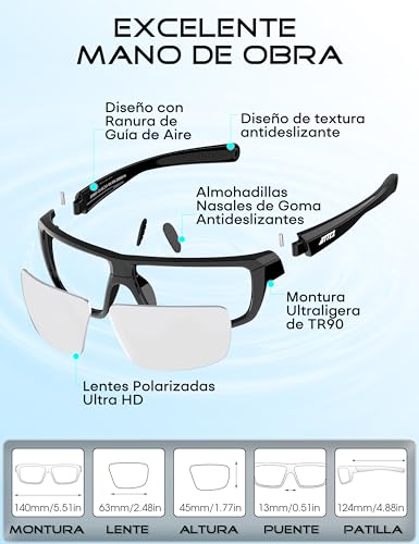 Miniatura 7 de Attcl Gafas De Sol Polarizadas Para Hombre, Gafas Deportivas De Pesca, Protección Uv, Plateado Espejado, 54mm