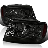 SPEC-D TUNING Smoke Replacement Headlights Compatible with 1999-2004 Jeep Grand Cherokee Left + Right Pair Head Lights Lamps Assembly