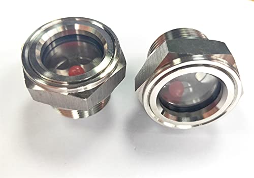 Compressor Oil Sight Glass 1/2 NPT Male Hex Head Stainless Steel Oil Sight Glass Liquid Level Gauge Oil Indicator Window For Air Compressor Gearbox Hydraulic Tank Sight Glass (1/2\'\' NPT Male)