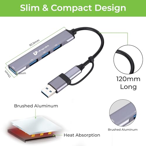 Image of ULTRAPROLINK UltraProlink 4C USB Type C+A to USB 3.0 x 1, USB 2.0 x 3 Ports Hub for Smartphones, Tablets, Laptops, MacBook & iPad Pro