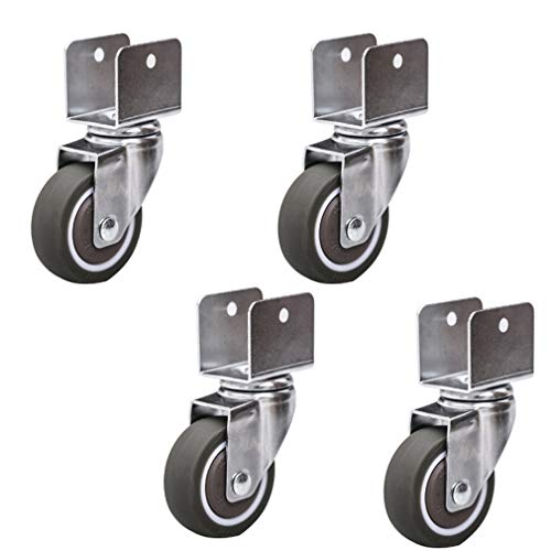 50mm 2" Roulettes Pivotantes pour Berceaux,Support en Forme de U,Roulette de Meuble en Caoutchouc avec Freins,Roulements à Bille,Capacité 75kg,Silence,avec Vis,4pcs (25MM-U Support,4Pivot) Cover