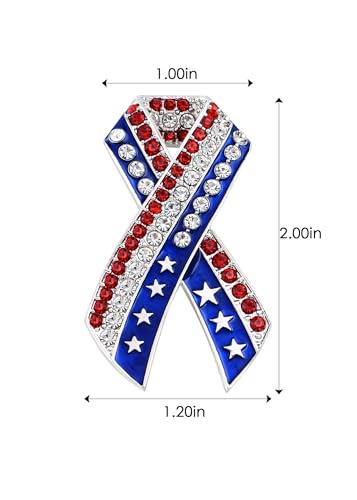 Image of Alilang American Flag USA Sparkly Crystal Rhinestone 4th of July Patriotic Pin Brooch