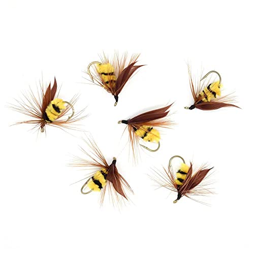 Premium Hand-Tied Fake Bees| Wet Dry Fly Fishing Flies Nymph For Trout Bass Panfish |Lure Box Included Gifts For Men 12 Pcs #TOP4