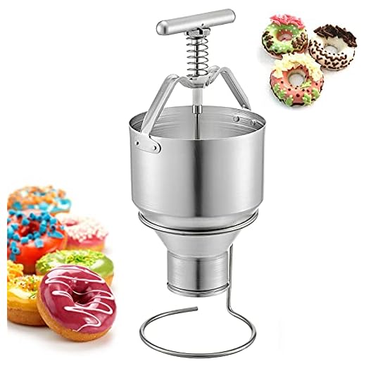 Donut Depositor, 5L Capacity Donut Dropper Hopper, Manual Donut Dispenser, 6 Adjustable Thicknesses Donut Hopper with Stand Donut Batter Dispenser for Home and Commercial Use