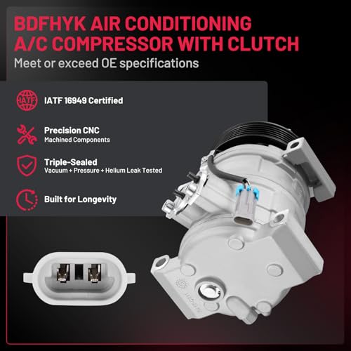 BDFHYK 15100340 Air Conditioning A/C Compressor with Clutch Compatible with Chevrolet Silverado 1500 2500 3500 4500, Express, Compatible with Cadillac DeVille Seville by BDFHYK - Used condition - Image 6