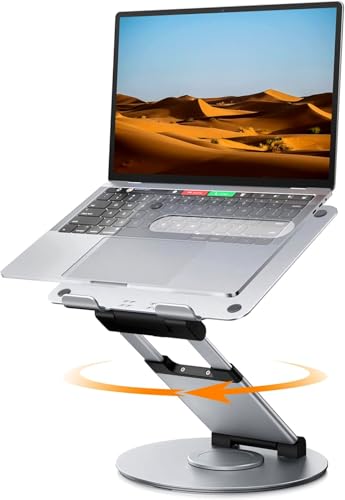 PLIXIO Adjustable Laptop Stand with 360° Rotating Base Tabletop Ergonomic Foldable Portable Holder Compatible for MacBook, HP, Dell, Lenovo & All Other Notebook (Sliver) (LS18)