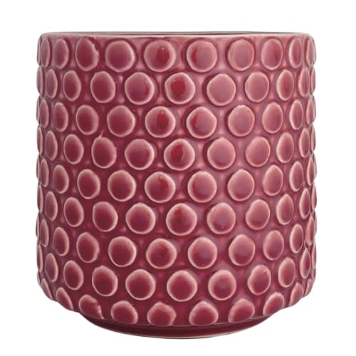 Nordring Ceramic Flower Pot Dotty - colorful Planter, Pot for plants sukkulents Size M (12,5 cm ø) Dia 5'' H 5'', Stoneware, red