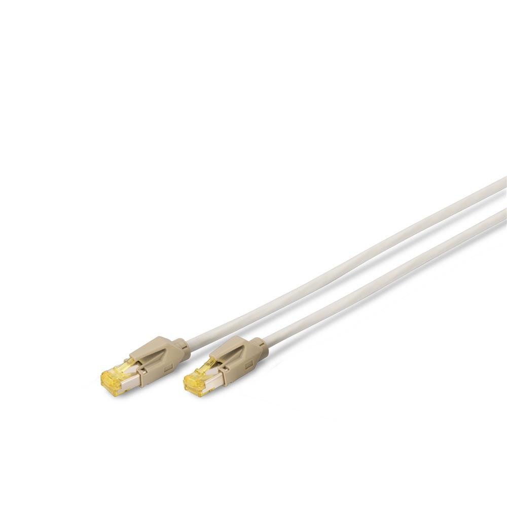 DIGITUS LAN Cable Cat 7-0.5m - RJ45 Network Cable - S/FTP Shielded - Cat6A Hirose TM31 Plug - Gray