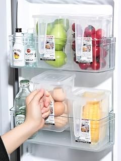 Transparent Vegetable Fruit Snacks Egg Refrigerator Fridge Side Door Storage Box Organizer with Handle (Type B,12 * 6.5 * 7.5 * 4.5cm)
