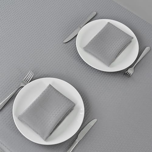 Image of maxmill Cloth Napkins Weaved Texture Pattern Soft Comfortable and Luxury Serviette for Restaurant Family Dinners Weddings Parties and Banquets Set of 4 Pieces, 20 x 20 Inch Light Grey