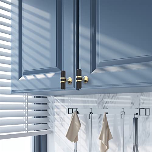 Amerdeco 10 Pack Matte Black Cabinet Knobs 2 Inch Length Single Hole T Bar Kitchen Cabinet Knob Knurled Cabinet Pulls For Drawer Dresser Cupboard Zh0025 #TOP3