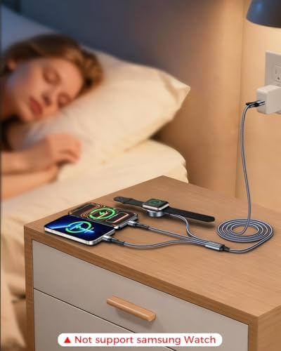 5FT Travel Essentials for Apple Watch Charger,Multi Charging Cable for iPhone 17,iWatch Charger USB C Cord,Car Cruise RV Camping Essentials 2026 for iWatch Ultra/11&iPhone 16/15, Xbox One Cables - 3