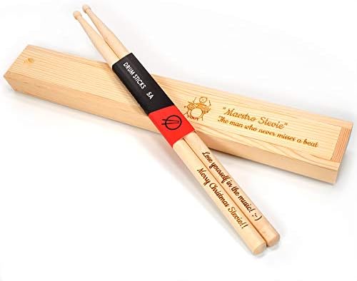 Personalized Custom Drum Sticks + Optional Gift Box - 5A Size | Design A Truly Unique Present | Laser Engraved