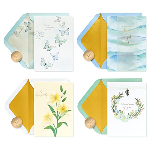 Image of Papyrus Deluxe Boxed Sympathy Card Assortment, Flowers and Butterflies (4-Count)