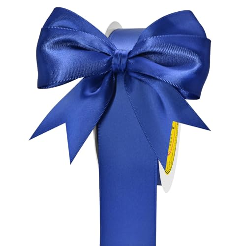 Image of Double Face Cobalt Blue Satin Ribbon 1-1 /2 inch X 50 Yards Polyester Cobalt Blue Ribbon for Gift Wrapping Very Suitable for Weddings Party Hair Bow Invitation Decorations and More