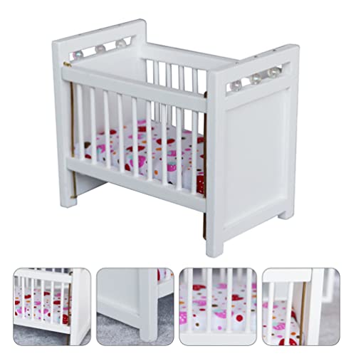 Gadpiparty Dollhouse Baby Bed, 1: 12 Miniature Dollhouse Baby Doll Crib Bed Mini House Baby Crib Cradle Model Dollhouse Furniture Accessories For Dollhouse Decorations ( White ) #TOP5