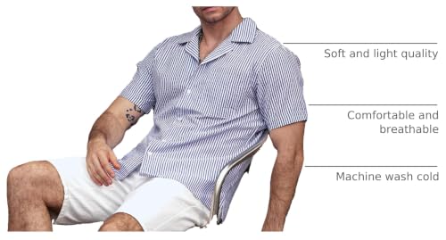 Image of VATPAVE Mens Striped Summer Shirt Casual Button Down Short Sleeve Beach Shirts Cotton Shirts for Men