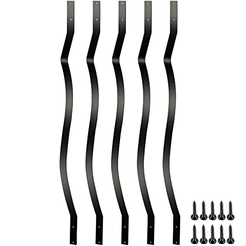 Flieeya 29.5"X1" Deck Railing, 61 Pcs Aluminum Deck Railing, Aluminum Alloy Stair Railing For Wood Composite Facemount Deck Railing Wavy Shape #TOP26