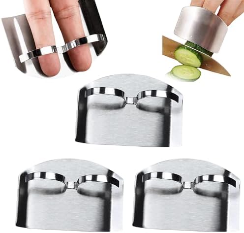 Stainless Steel Finger Guards, Multifunctional Finger Protector for Cutting Food, Finger Guards Tool for Cutting Food, Avoid Hurting When Slicing and Dicing Kitchen Gadgets for Beginners (3Pcs)